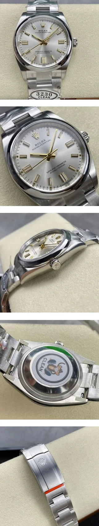 CLEAN製新作ロレックスコピー オイスターパーペチュアル 36mm シルバー ドミノピザ 3230ムーブメント M126000-0001
