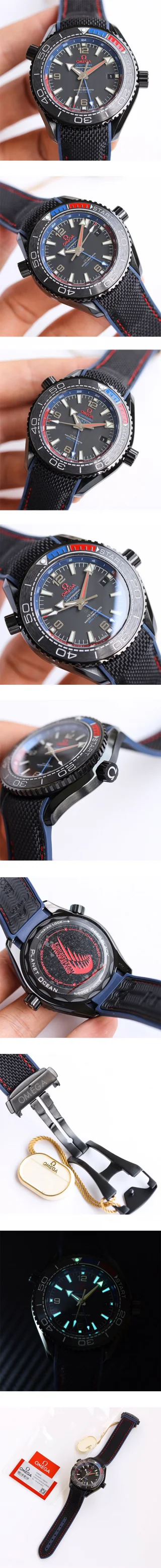 新品オメガコピー時計 クロノメーターGMT ETNZディープブラック シーマスター プラネットオーシャン 215.92.46.22.01.004