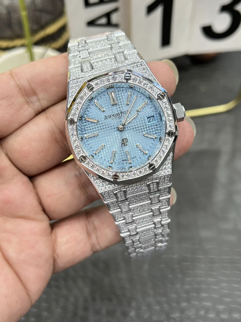 高級新商品オーデマピゲ男性のロイヤルオークフルダイヤモンド ブルーダイヤル2針時計 172274[1]