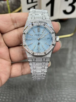 高級新商品オーデマピゲ男性のロイヤルオークフルダイヤモンド ブルーダイヤル2針時計 172274