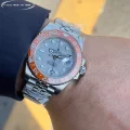 2025ロレックス新製品耐腐食性スーパーコピーGMT隕石表面オレンジ色円時計 586948 (4)