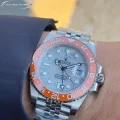 2025ロレックス新製品耐腐食性スーパーコピーGMT隕石表面オレンジ色円時計 586948 (5)