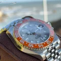 2025ロレックス新製品耐腐食性スーパーコピーGMT隕石表面オレンジ色円時計 586948 (7)