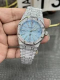 高級新商品オーデマピゲ男性のロイヤルオークフルダイヤモンド ブルーダイヤル2針時計 172274 (3)