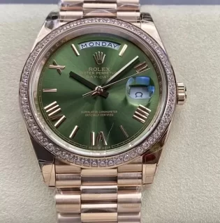2023ロレックス デイデイト 時計コピー 40mm オリーブグリーン/ローマ文字盤 3255自動巻 M228345RBR-0011