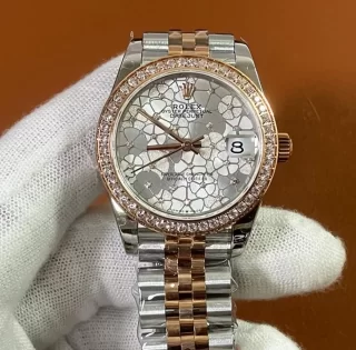 ブランドロレックスコピー デイトジャスト 31mm シルバーフローラルモチーフ M278381RBR-0032