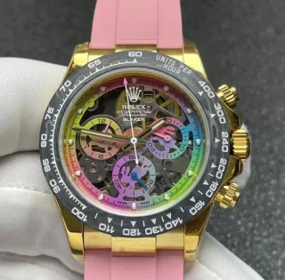 BLAKEN改装ロレックスコピー時計n級 コスモグラフ デイトナ40mm スケルトンダイヤル ピンク M004630