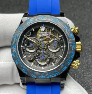 BLAKEN改装ロレックススーパーコピー時計 コスモグラフ デイトナ40mm スケルトンダイヤル ブルー M001730