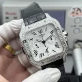 TW カルティエ新商品通販時計サントスW20090X8-1ダイヤモンドカスタムモデル (4)